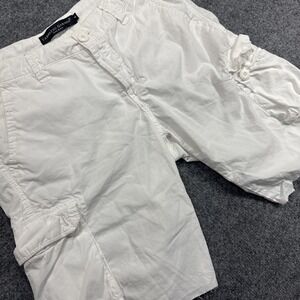 Fabrizio Gianni Size 4 White Cargo Shorts Women's Frayed Hem Utility Pockets USA